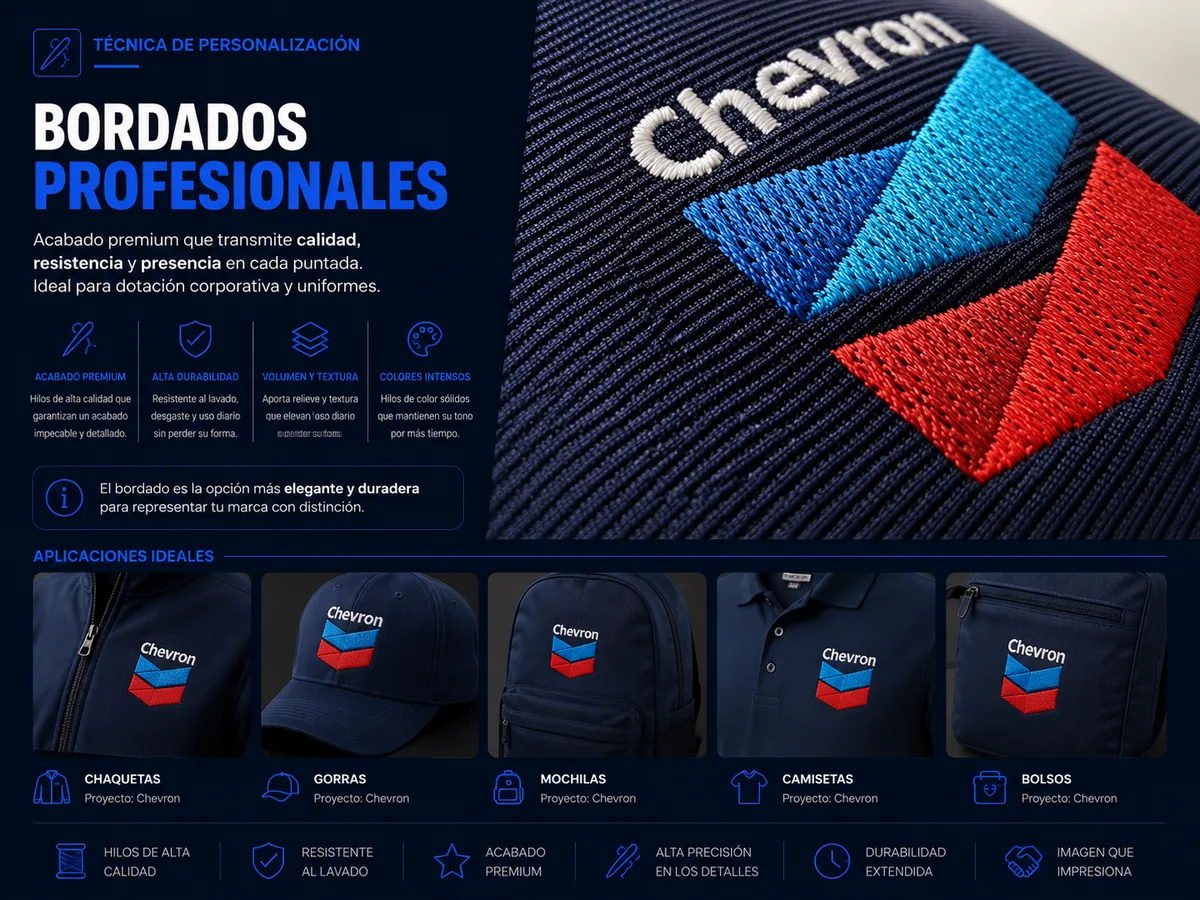 Bordado de logo corporativo sobre prenda empresarial